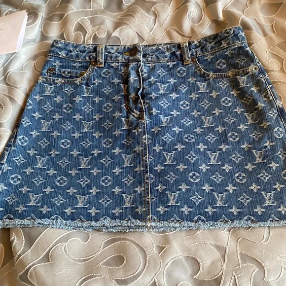 Louis Vuitton monogram denim Jean skirt size 38 - Picture 1 of 6